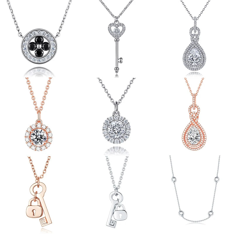 No Fade Cubic Zircon White/Yellow/Yellow Gold Plated S925 Sterling Silver Fine Pendant Necklaces Jewelry for Women