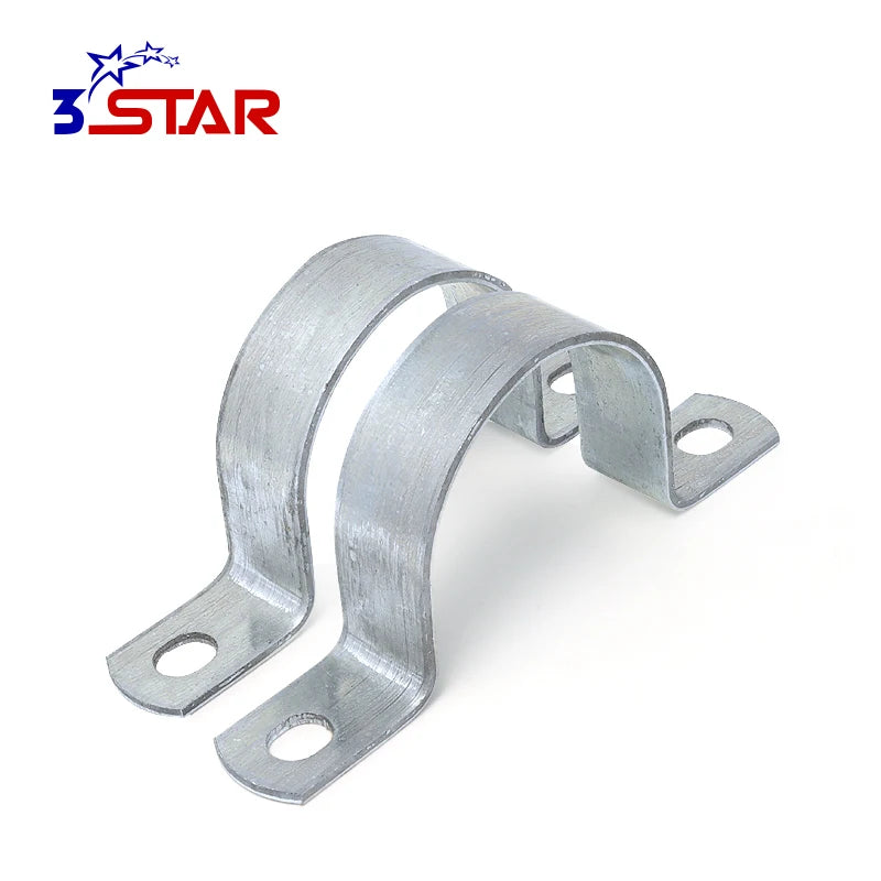 Galvanized 304 Stainless Steel Saddle Pipe Clamps with Two Hole Fitting for PVC Pipes Inch Measurement