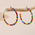 Go2boho Handmade Hoop Earrings with Colorful Seed Beads Mother's Day Gift Stainless Steel Flower-shaped Circle Jewelry for Women