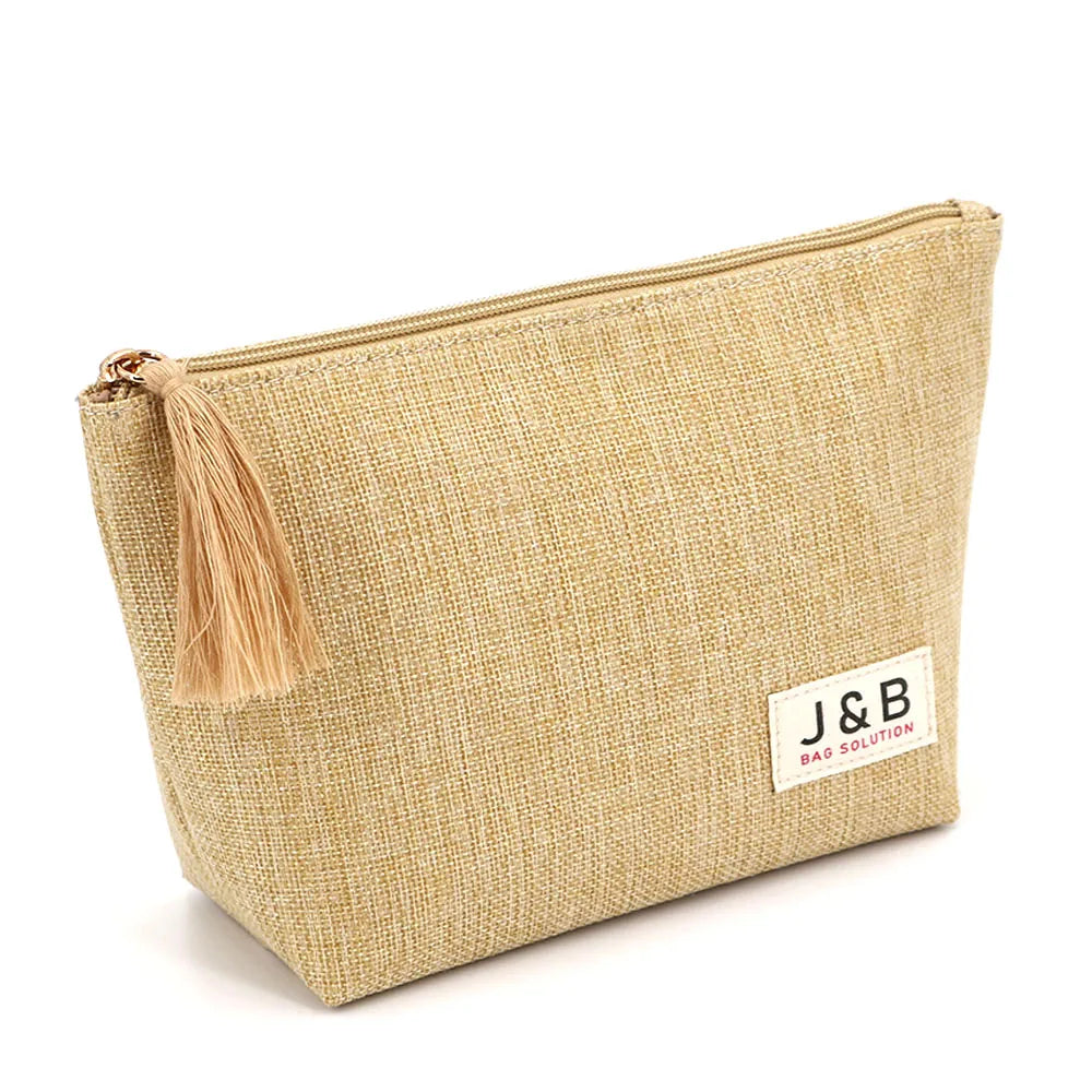 Hot Sale 2021 Makeup Toiletry Wash Bag with Tassel Linen Cosmetic Zipper Gift Bag for Promotional Packaging