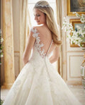 AL1419 2025 Luxury Lace White Wedding Dress Elegant Civil Ball Gown Plus Size with Floral and Crystal Decorations for Brides