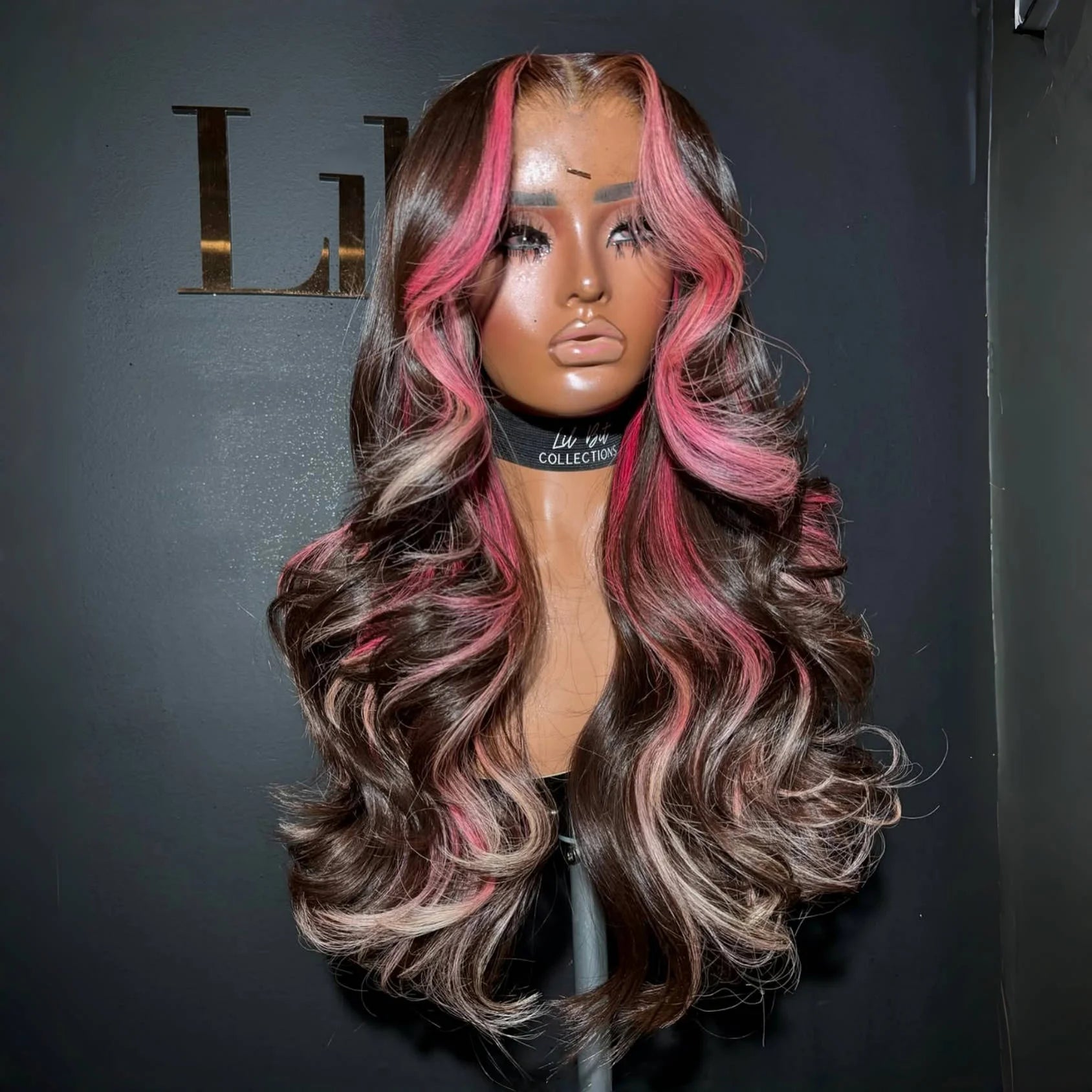 Pink Highlight Lace Front Human Hair Wigs Pre Plucked Raw Virgin Hair Glueless Body Wave Frontal Lace Wigs for Woman