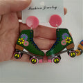 SC Popular Statement Colorful Earrings Cute Acrylic Sock Rainbow Flower Earrings Lovely Snake Skating Shoes Earrings for Girls