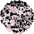 50PCS 3D effect pretty cute aesthetic art girly black and pink kawaii bowknot sticker
