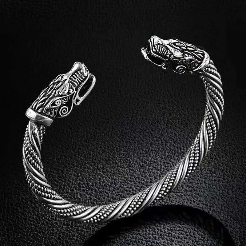 SC Hot Sale Retro Silver Cuff Bracelet Unique Design Dragon Cuff Bracelet Metal Open Cuff Bracelets for Men Jewelry