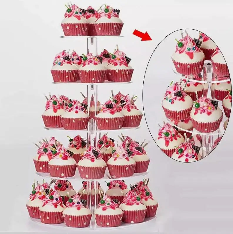 Counter Top 5 Layers clear Acrylic Cake Display Stand