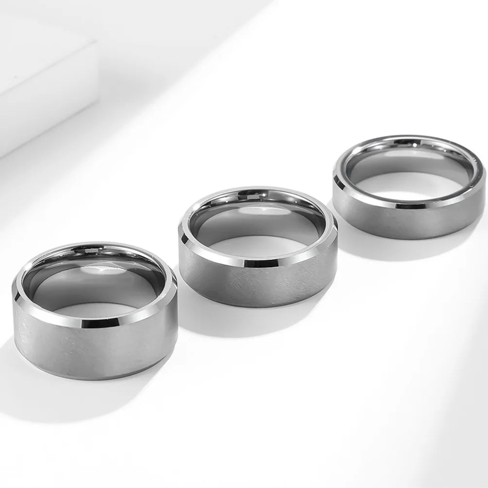 Poya K Ready to Ship Engagement Wedding Band Silver Polished Pure Tungsten Ring