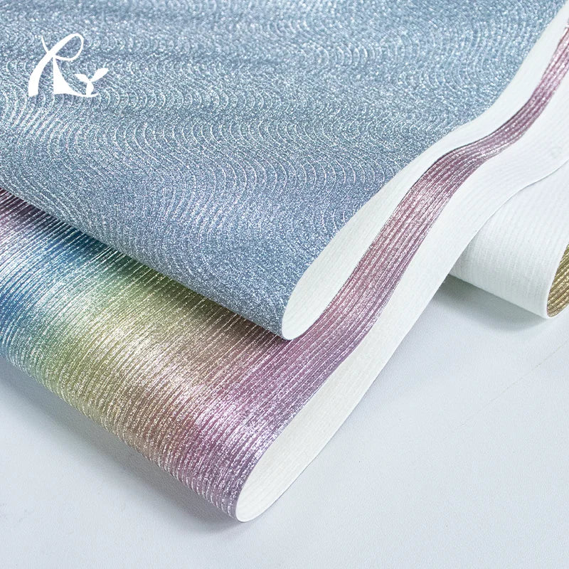 1.0mm Glitter Water Ripple PU Leather Iridescent Striped Fine Shiny Decorative Waterproof Wrinkle Resistant Upholstery Bag Shoes