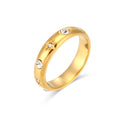 INS Style Fashion Inlay Zircon Flower Ring Light Luxury Temperament Waterproof Stainless Steel Plated 18K Gold Ring Jewelry