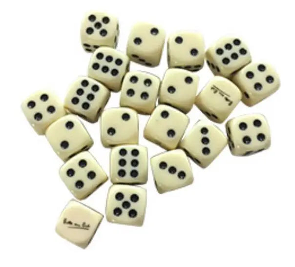 China Suppliers New Products Custom Square 6 Sided Black Dot Dice Plastic/Acrylic White Hicreate Brand Engraved Logo