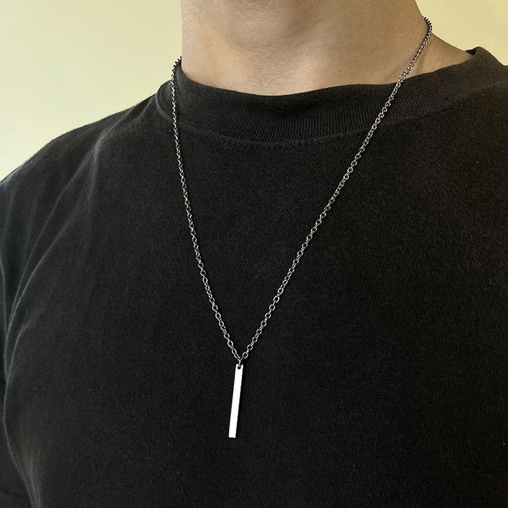 Popular Customized Name Necklace Women High Quality Stainless Steel Black Color Square Charms Crystal Rhinestone Casual/Sporty