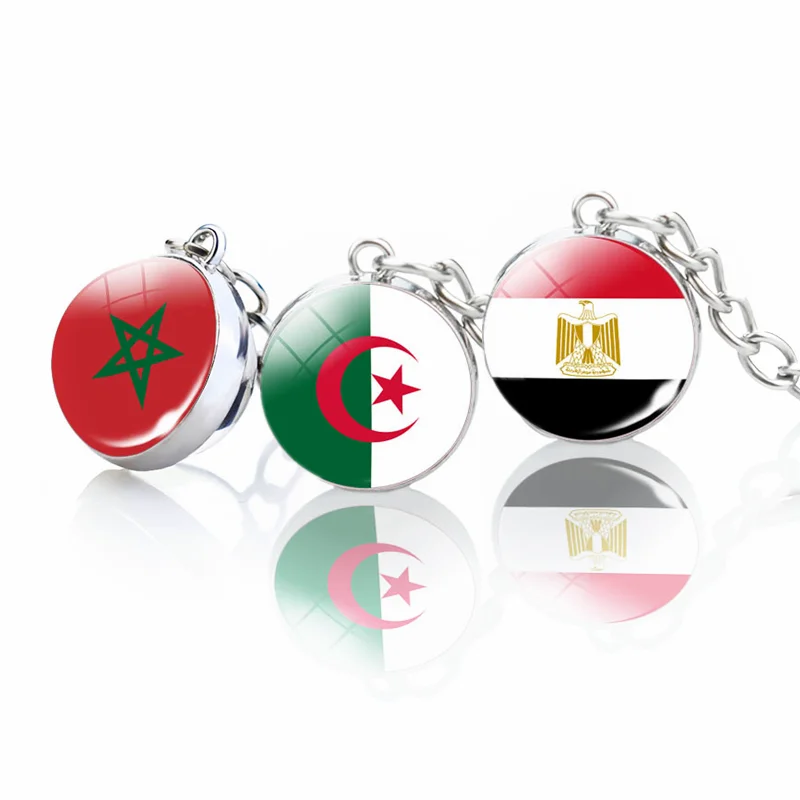 African Flag Glass Ball Key Chain Souvenir With Egypt Sudan Kenya Uganda Morocco Algeria Somalia Tunisia Senegal Gambia Rwanda