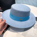 2025 Shiny 100% Wool Fedora Large Women's Bonnet with Wide Rim Ribbon Fall Feel OEM Hat of 57cm Size