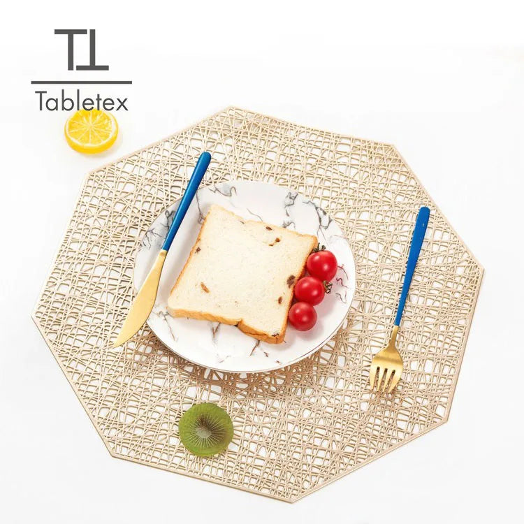 Tabletex Wholesale Placemats Hollow Gold Pvc High  Quality  Table Mat of Placemat