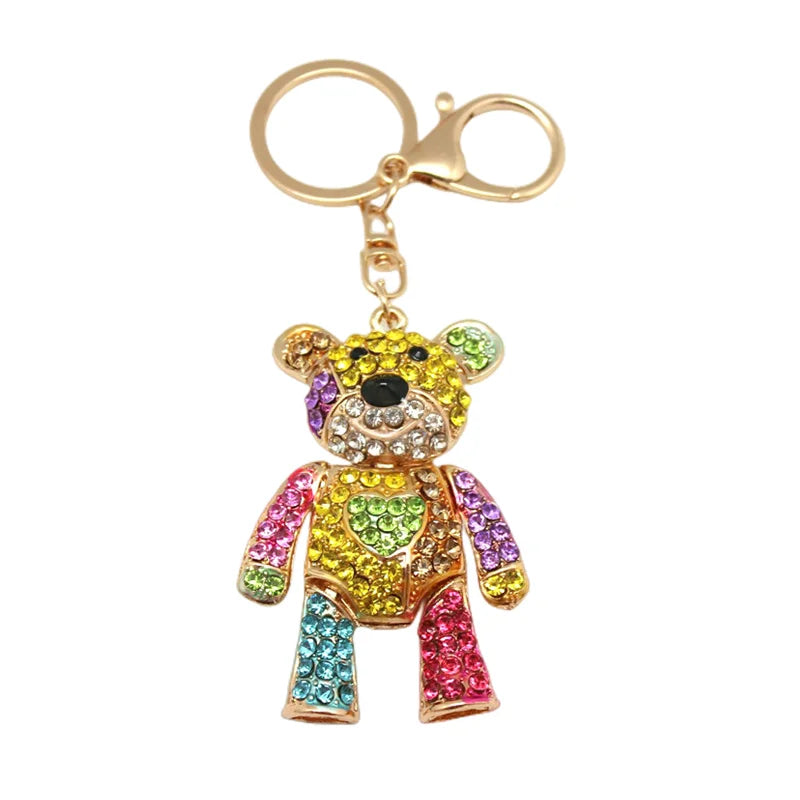SHINNYGIFTS Metal Keychain Full Crystal Sparkling Keyring with Rhinestones Cartoon Style Purse Pendant Handbag Charm