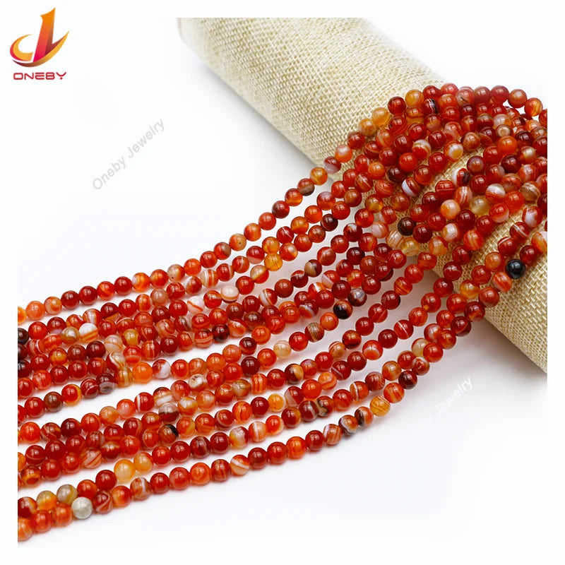 6mm 8mm 10mm Red Pattern Agate Raw Wealth Colorful Mix Semi Precious Earrings Healing Natural Stone and Crystal Craft Loose Bead