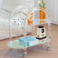 Modern Transparent Acrylic Flower Drawer Trolley Side Table with Removable Rack and Wheels for Bedroom or Living Room Furniture