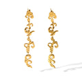 Vintage Stainless Steel 18K PVD Niche Design Hammered Flame Long Tassel Dangling Earrings for Female Party Gift