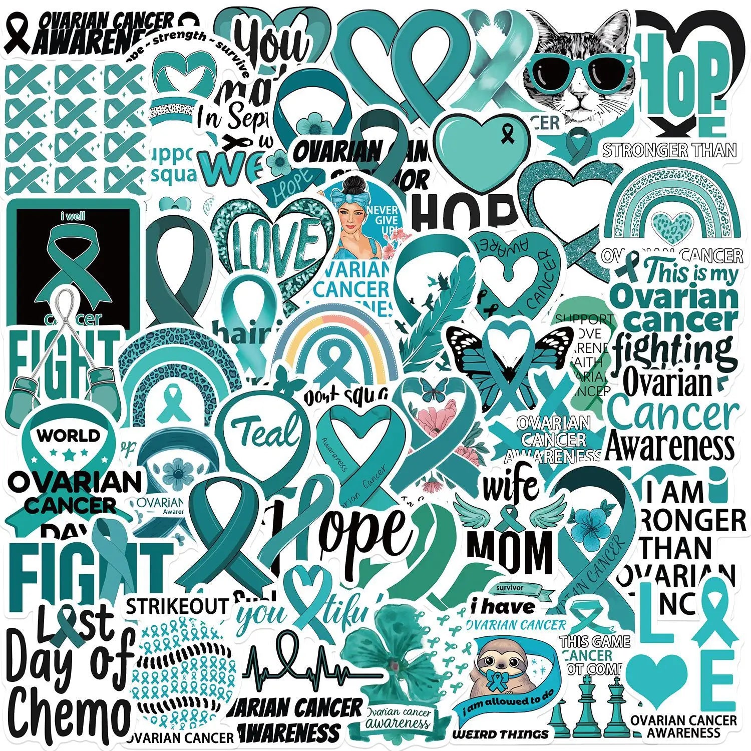 50PCS Medical women healthy awareness Ovarian Cancer sticker