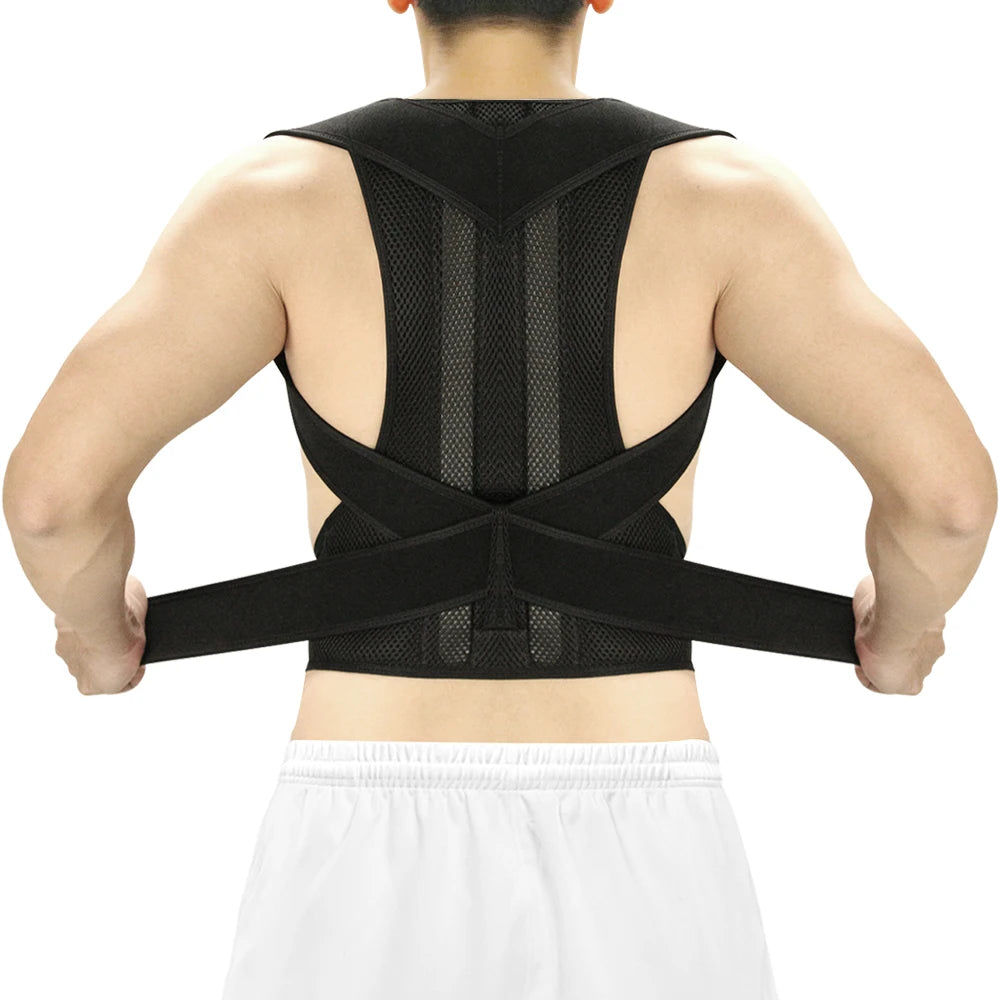 Nylon Shoulder Lumbar Adjustable Posture Corrector Belt Neoprene Upper Back Support Strap Universal Brace Belt for Men and Women