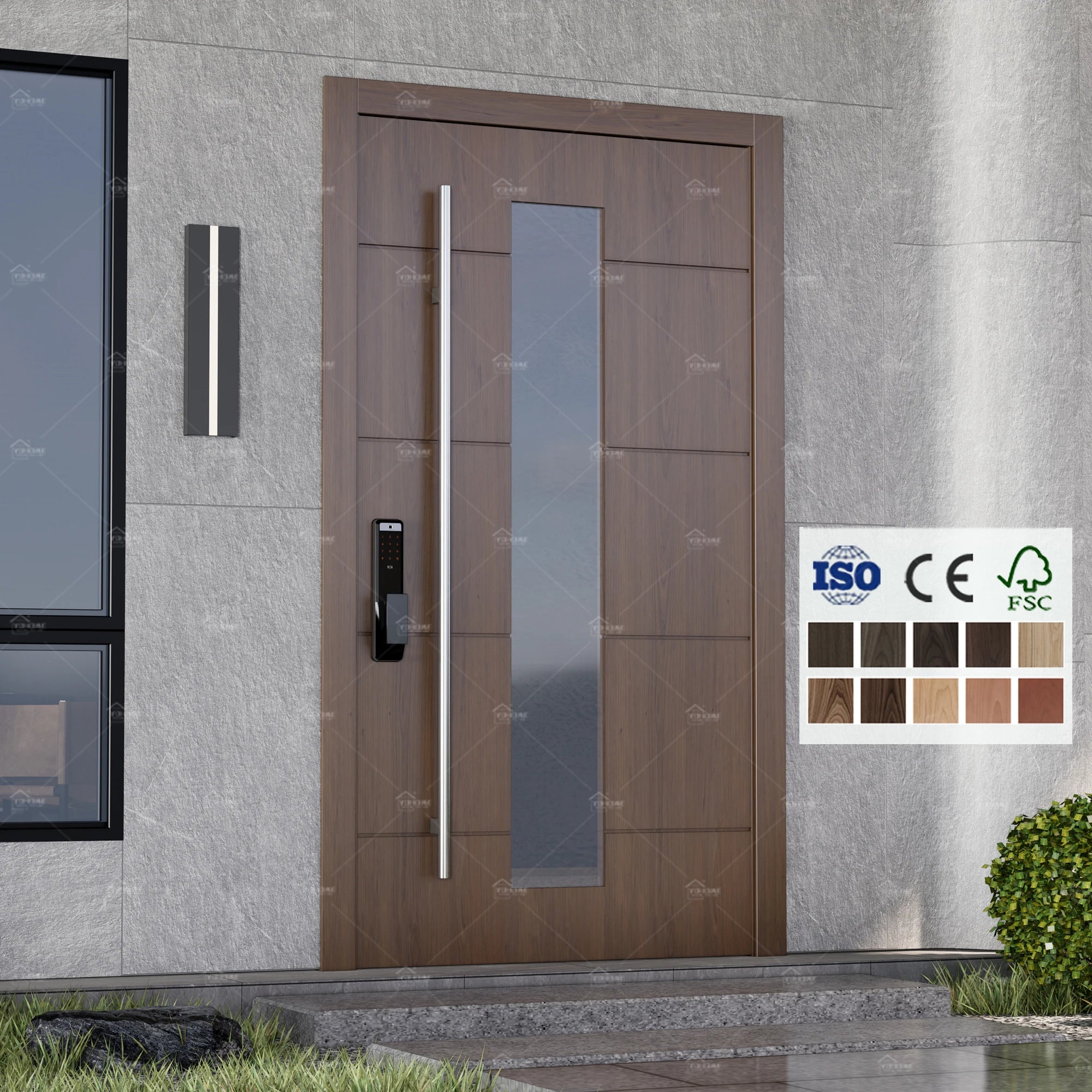 Foshan Yohome Custom 36 X 80 Exterior Door Threshold Modern Wooden Main Entrance Doors Solid Wood Pivot Door