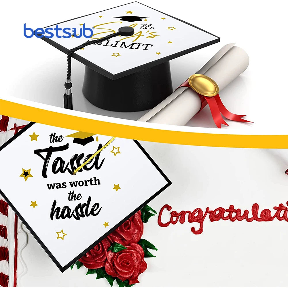 BestSub Wholesale Customized Logo Printed DIY Graduation Satin Fashionable Party Essentials Hat Toppers Sublimation Accessories