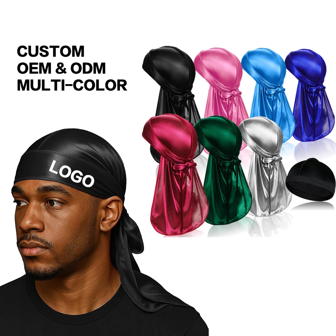 Wave Silky Satin Durag Black Maximum Wave Formation Ultra-Compression Breathable Premium Fabric One Size Fits for All Hair Types