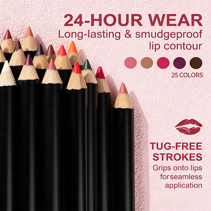 Wholesale Vegan Cosmetics Makeup Lip Pencil Custom High Pigment Matte Kissproof Long Lasting Nude Wood Lip Liner Private Label