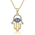 High Quality Unique Design S925 Sterling Silver Cubic Zirconia Demon Eye Hand Pendant Necklace Women Girl Gift XDH0175