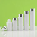 Plastic  PET Cylinder Skincare Cosmetic Shiny Silver Lid Hand Wash Bottle 50ml 60ml 90ml 100ml 120ml 150ml 180ml 200ml