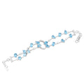 Abiding Hot Sale Jewelry Sky Blue Topaz CZ Double Chain Bracelet Water Drop Rhinestone Crystal Bracelet for Women Gift