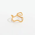 High End 18K Gold Plated Irregular Double-layer Waved Stainless Steel Rings Trendy Jewelry
