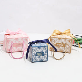 Portable Paper Candy Gift Packaging Box With Handle for Wedding Party Guest Gifts Chocolate Package Boxes
