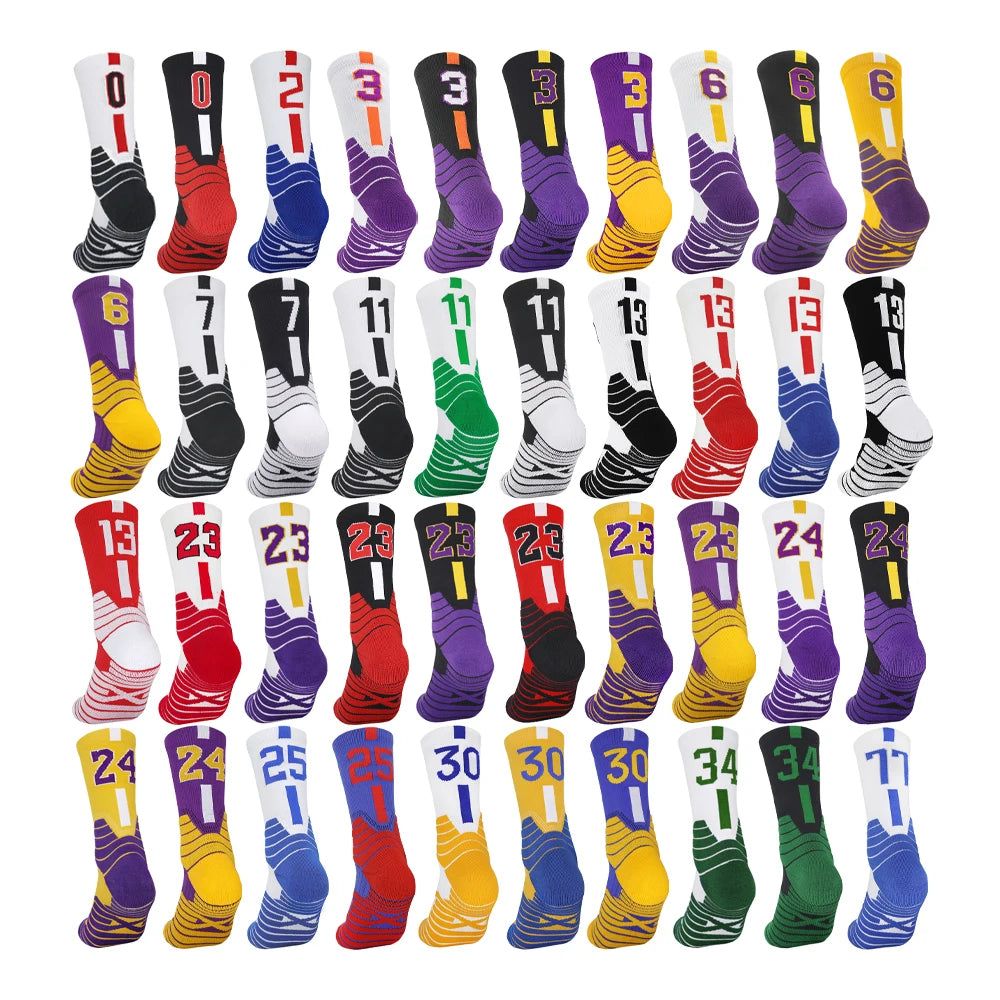 LINGTU Basketball Socks Professional Anti-Slip Thickened Towel Bottom Sports Socks Elite Crew Basketball Socks With Number