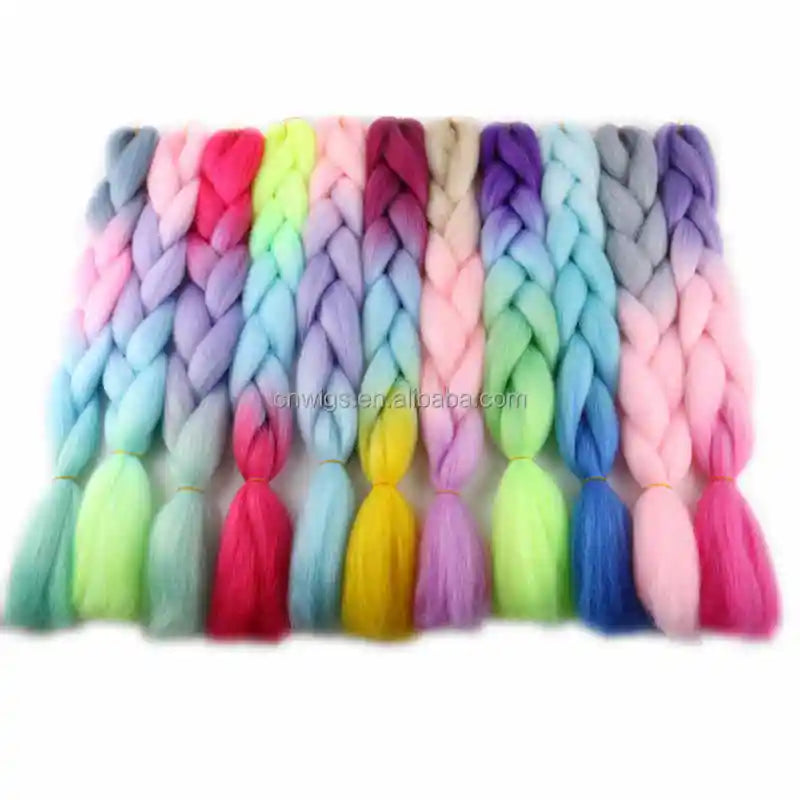 24\" Low Temperature for Ombre Synthetic Hair Extensions 100g Jumbo Braids in Two Three Four Colors-Dyed