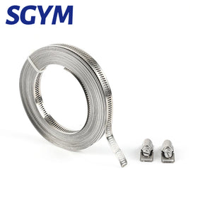 Large Heavy Duty America Hose Clamps Strapping with Holes Fasteners Adjustable Clamp Worm Gear 50ft Length