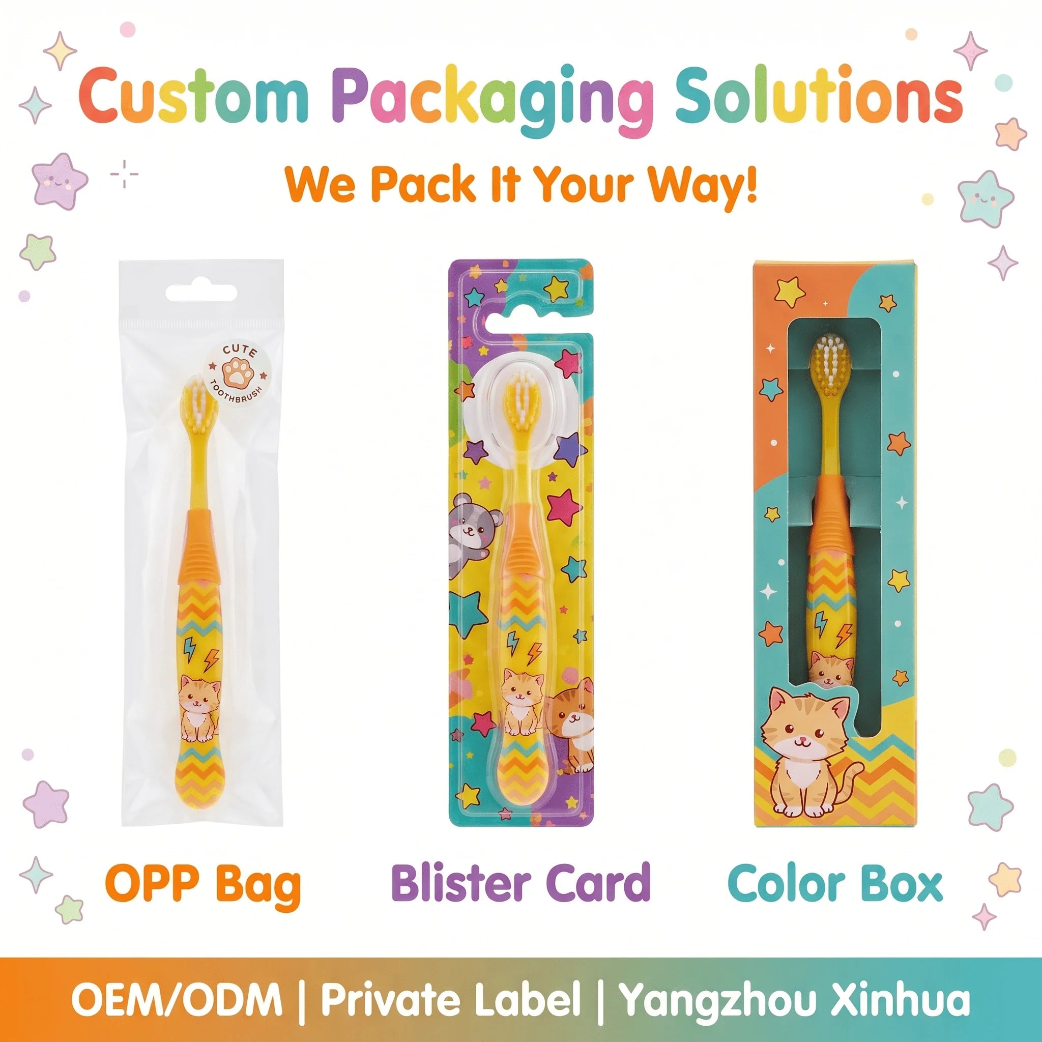 Yangzhou Wholesale Kids Soft Toothbrush with Non-slip Handle Customizable Cartoon Children Toothbrush OEM ODM Tooth Brush Set