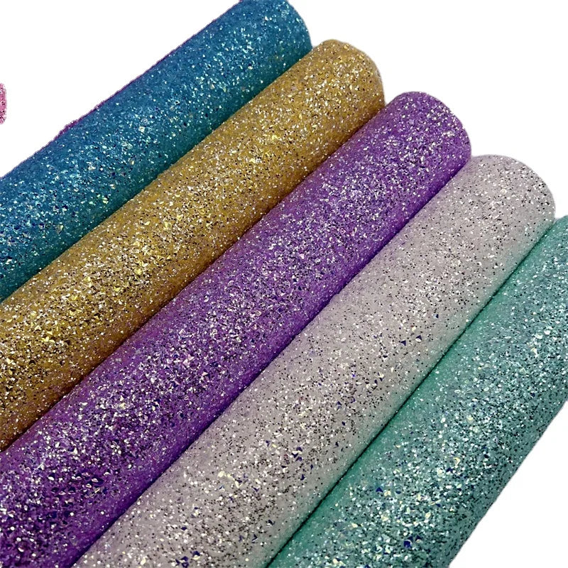 Chunky Glitter Pu Leather Fabric With Colorful Glitter for Bags Shoes Making