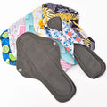 Easymom Organic Bamboo Charcoal Sanitary Napkin Super Absorbent Heavy Flow Menstrual Pads Reusable Cloth Night Use 18*31cm