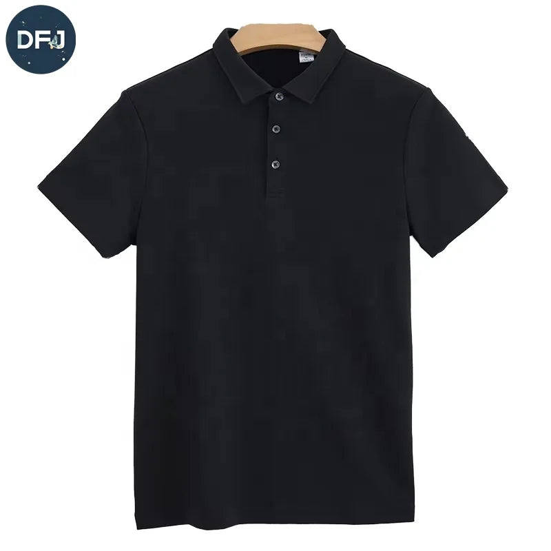 Unisex Men's Short Sleeve Yarn-Dyed Solid Knitted Fabric Anti-Wrinkle s Embroidered Blank Golf s Direct Factory