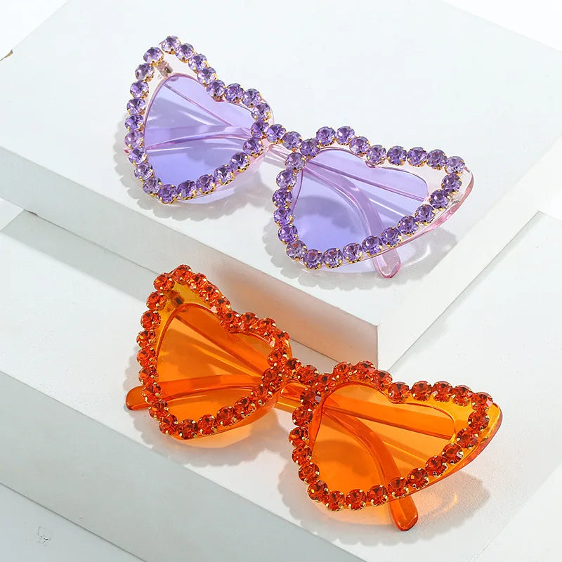 Sunray New Love Style Classic Heart-Shaped Sun Glasses Fashionable Diamond-Encrusted Party Ladies Women's Sunglasses