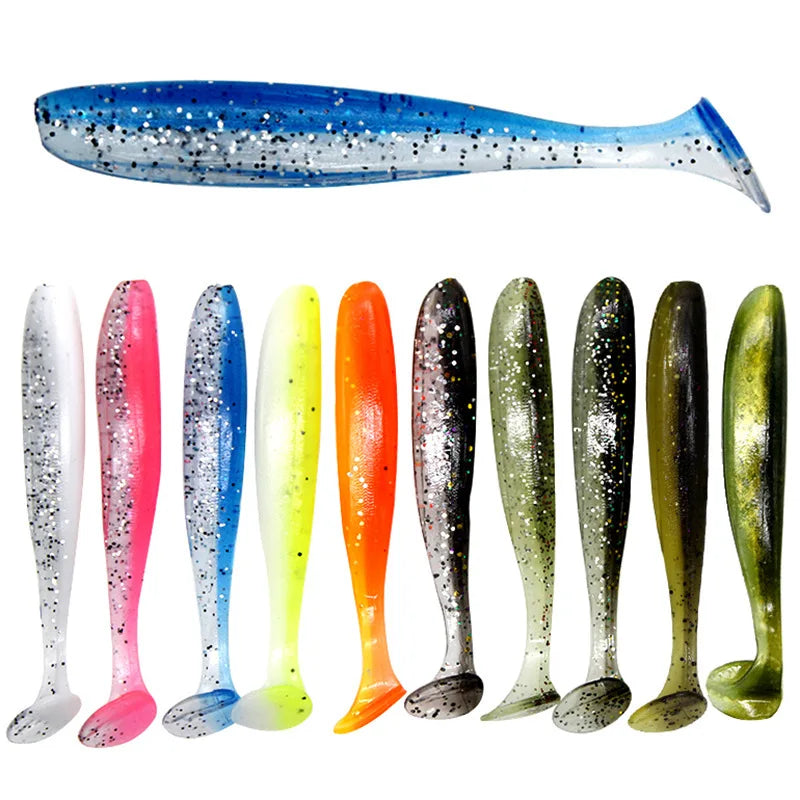 SEASKY 5.5CM Worm 30pcs /box T Tail Swing Grub Freshwater Bass Fishing Soft Plastic Lure