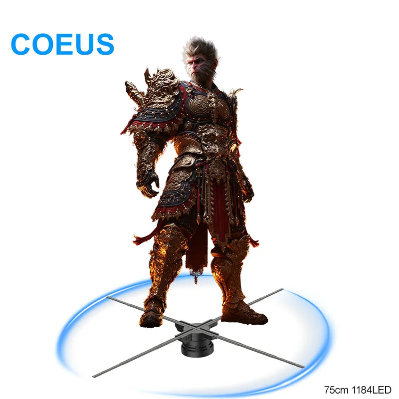 COEUS 75cm 3D LED Holographic Fan Mobile App Operated Outdoor Display Advertising Machine with Hologram Support