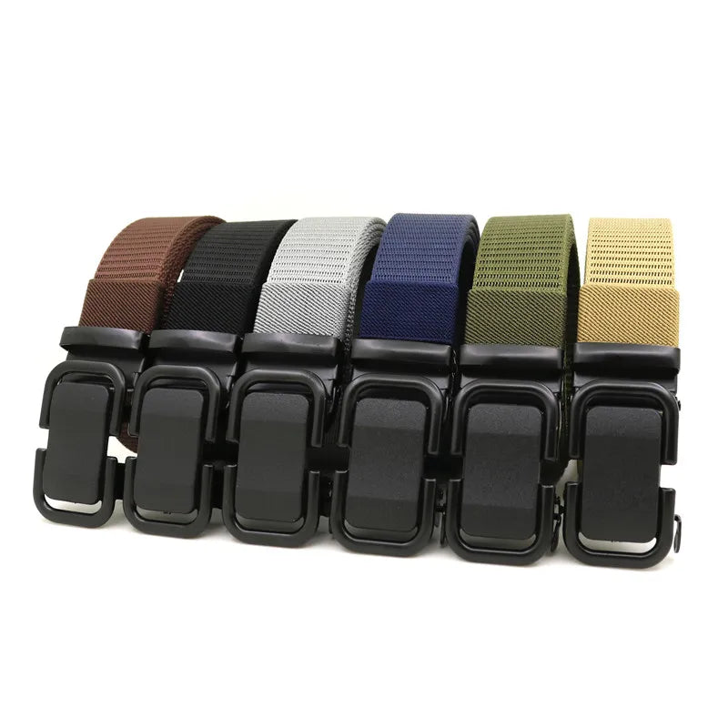 Canvas Belt  Iron Automatic Buckle Belts Not Ratchet Men's Belt Polyester Wholesale LQbelt Factory