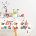 Happy Birthday Colorful Cake Decor Tablecloth Waterproof Plastic Table Cover Disposable Rectangular Tablecloth Party Supplies