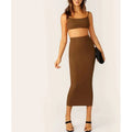 F230562 Summer Fashion Clothes Women's Two Piece Skirt Set Halter Crop Tops Bodycon Skirt Dress Suit Women's 2pc Fashion Outfit