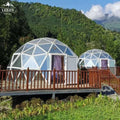 Hot Sale Leshu Factory Price Windproof 6M 7M Insulated Glass Geodesic Dome Hotel Tent for Four People with Bathroom