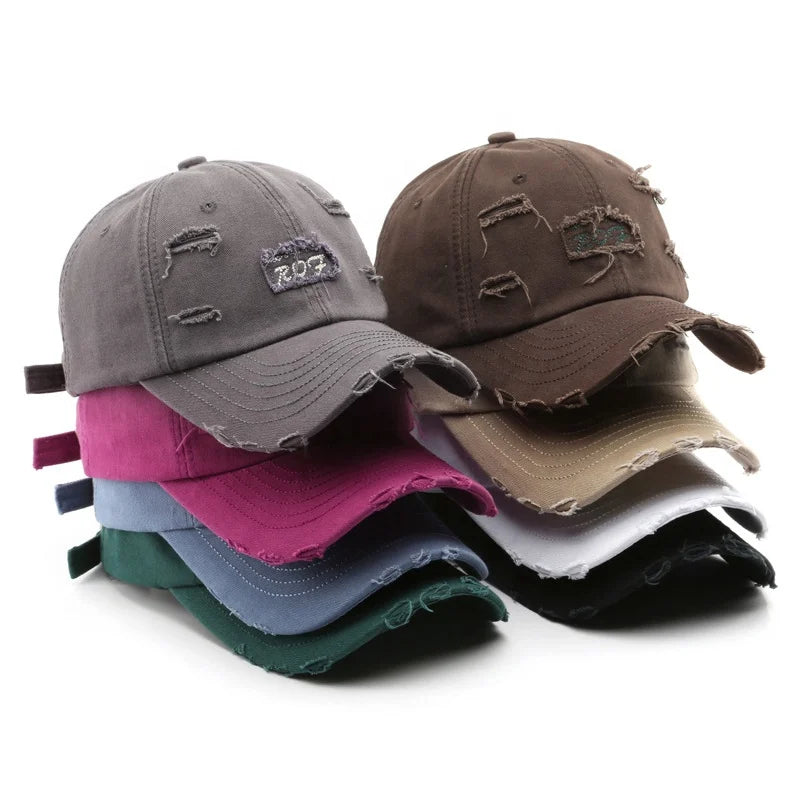 MIO New Style Ripped Baseball Cap Distressed Baseball Caps Vintage Unisex Casual Dad Hats 6 Panel Unstructured Baseball Cap