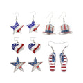 USA Patriotic Star and Heart Dangle Earrings Fashionable Silver & Gold with Shoe Hook for Woman-for Parties