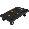 Heavy Duty 150KG Capacity Platform Trolley Cart with 4 Swivel Polyurethane Wheels & Anti-Slip Black Plastic Deck